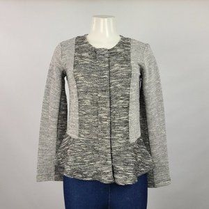 JOCKEY Heathered Grey Knit Peplum Snap Jacket Size S